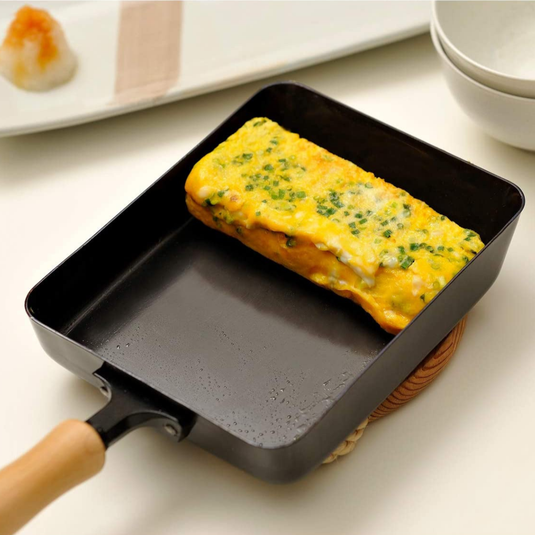 Tamagoyaki Pan Japanese Omelette Pan, Non-Stick Pan Coating Square Egg Pan Frying Pan to Make Omelets or Crepes, Black