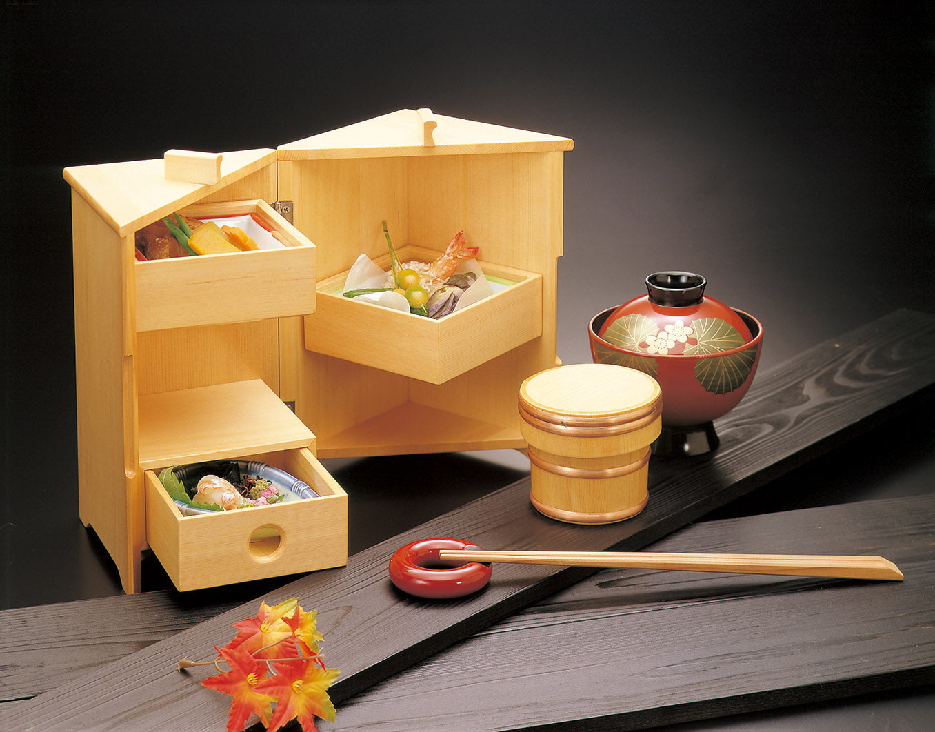 3-tier Wooden Picnic Bento | Hinoki Shoin