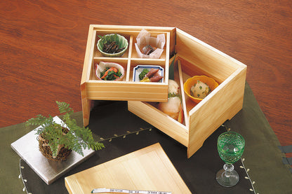 2-tier Wooden Picnic Bento | Hinoki Hiraki (21 cm)