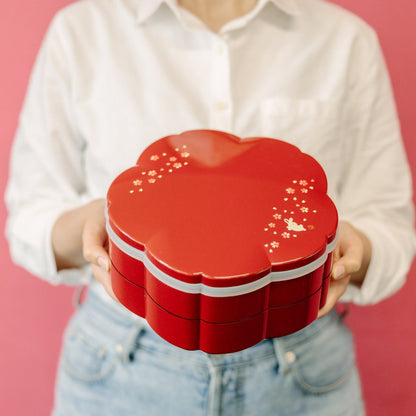 2-tier Picnic Bento | Sakura Usagi Red 23cm