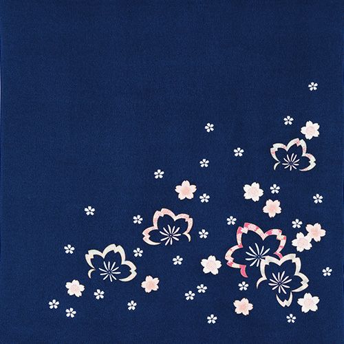 68cm Koyomi Chirimen Furoshiki | Chûya Zakura (navy)