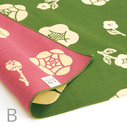 105cm Reversible Furoshiki | Bara (pink & green)