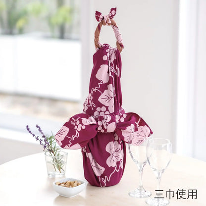 105cm Reversible Furoshiki | Budou (beige & wine red)