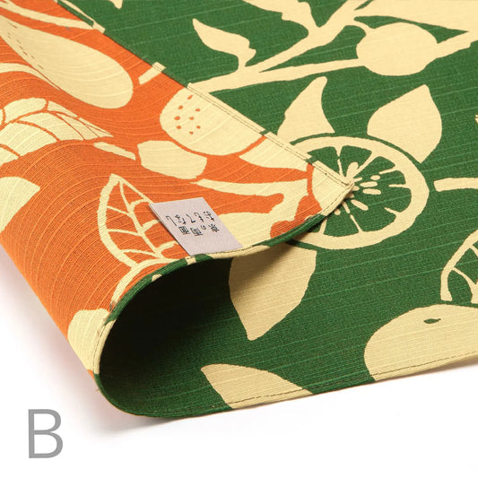 105cm Reversible Furoshiki | Daidai (orange & green)