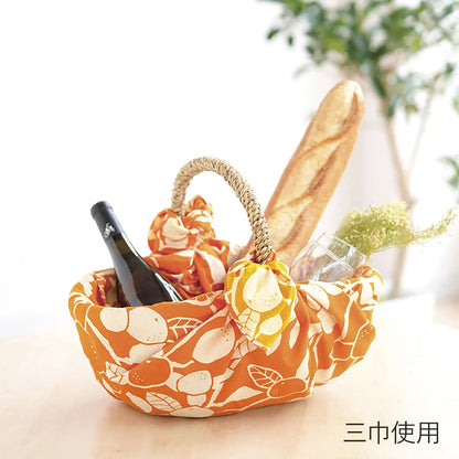 105cm Reversible Furoshiki | Daidai (yellow & orange)