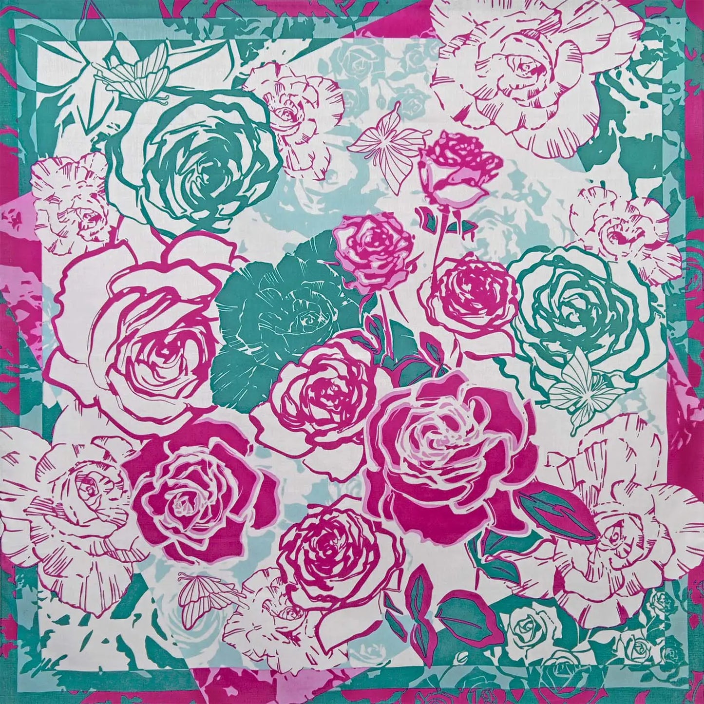 97cm Furoshiki | Rose (pink & turquoise)