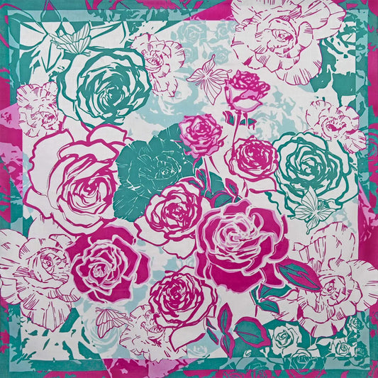 97cm Furoshiki | Rose (pink & turquoise)