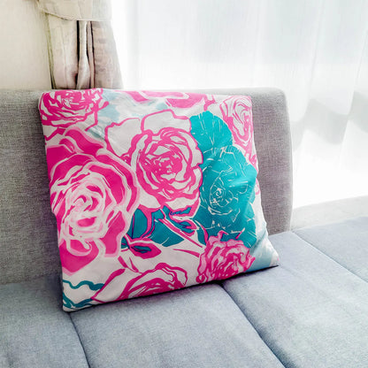 97cm Furoshiki | Rose (pink & turquoise)