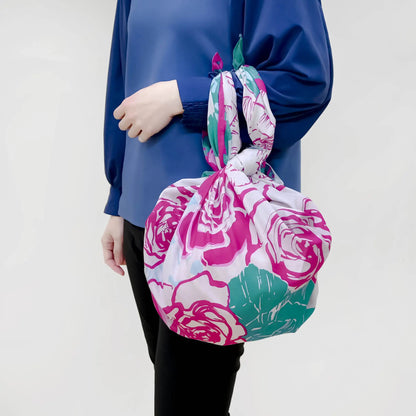 97cm Furoshiki | Rose (pink & turquoise)