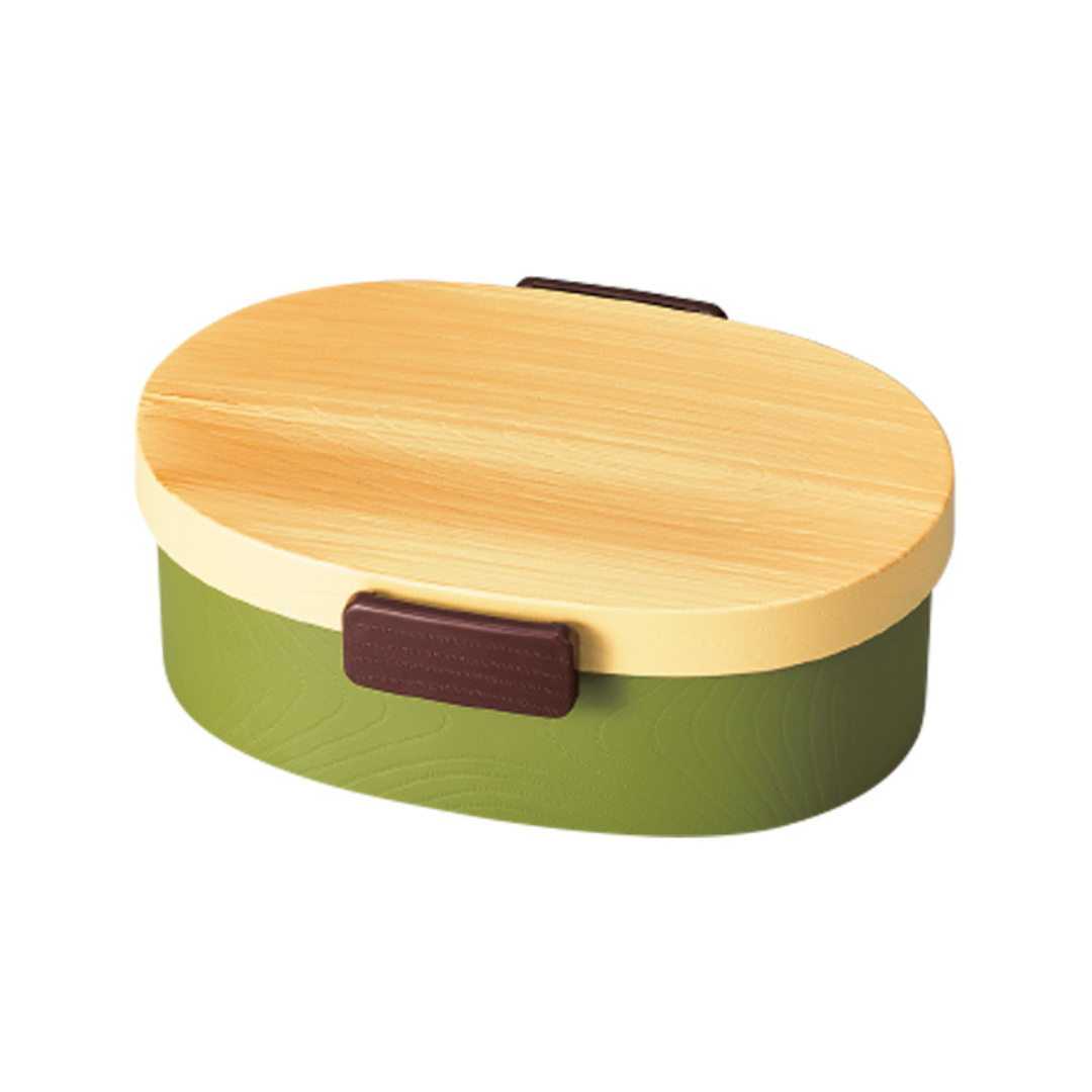 Hinoki Mokume Oval Bento | Green, 800mL