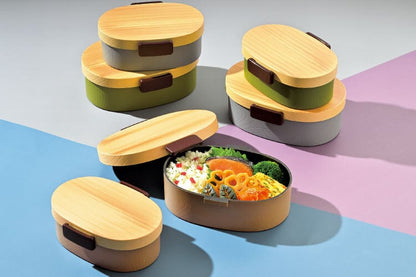 Hinoki Mokume Oval Bento | Green, 800mL