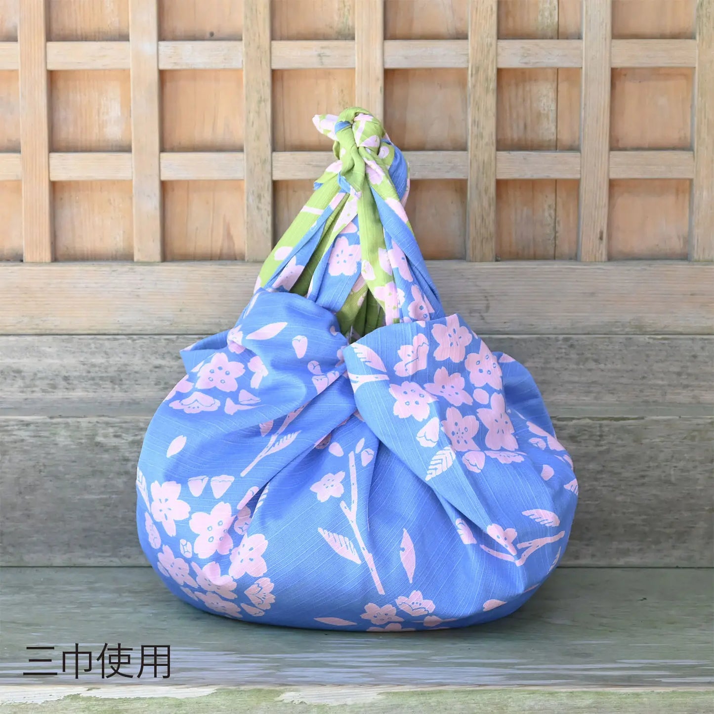 50cm Reversible Furoshiki | Sakura (green & blue)