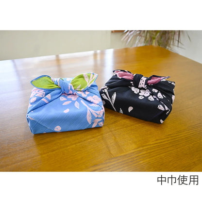 50cm Reversible Furoshiki | Sakura (green & blue)