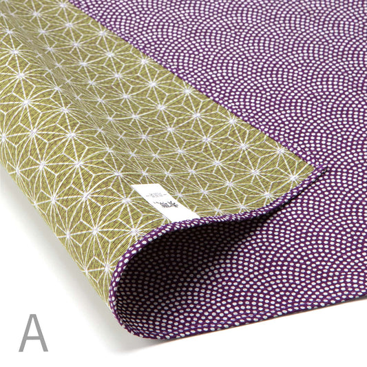 105cm Double Sided Furoshiki | Same Komon Asanoha (purple & green)