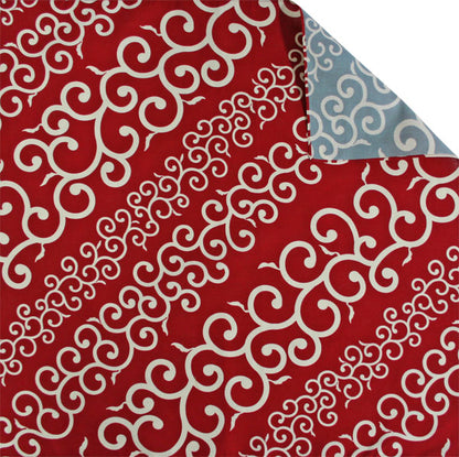 50cm Double Sided Furoshiki | Stripe Karakusa (red/grey)