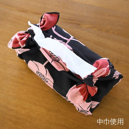 105cm Reversible Furoshiki | Tsubaki (black & red)