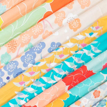 100cm Hime Musubi Furoshiki | Ume Light Orange/Mint