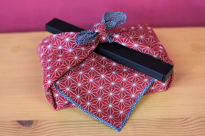 50cm Double Sided Furoshiki | Same Komon Asanoha (navy & red)